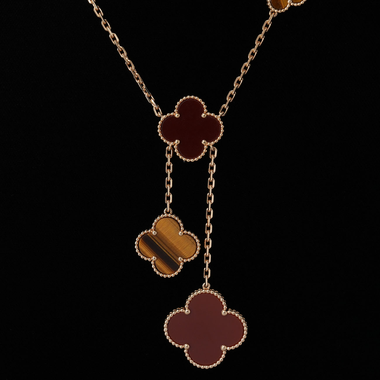 Van Cleef & Arpels(USED)반클리프앤아펠 매직 알함브라 커넬리언 타이거즈아이 6모티브 네크리스